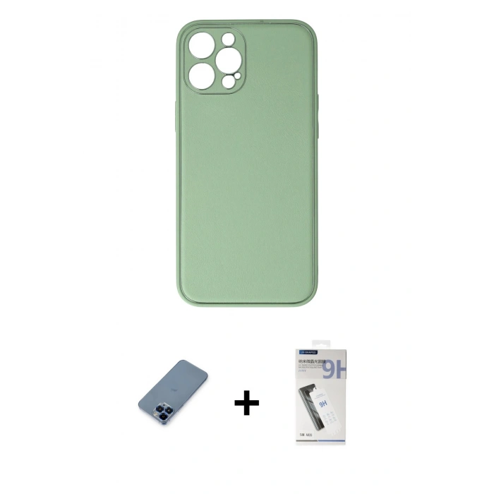 MARSİLYAN™- iPhone 12 Pro Kılıf Yadigar Klasik - Şeffaf Uv Polymer Nano Ekran Koruyucu + Metal Kamera Lens Koruma Cam - MI