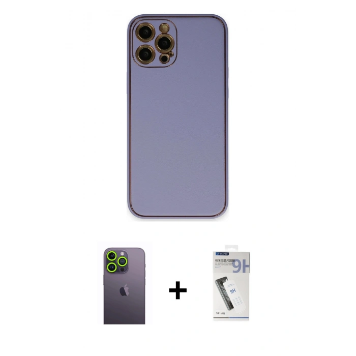 MARSİLYAN™- iPhone 12 Pro Kılıf Yadigar Klasik - Şeffaf Uv Polymer Nano Ekran Koruyucu + Neon Fosforlu Kamera Lens - YL