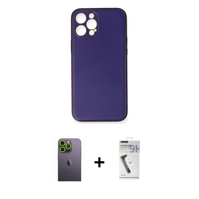 MARSİLYAN™- iPhone 12 Pro Kılıf Yadigar Klasik - Şeffaf Uv Polymer Nano Ekran Koruyucu + Neon Fosforlu Kamera Lens - YL