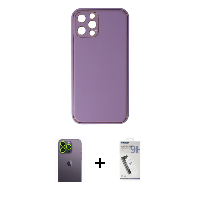 MARSİLYAN™- iPhone 12 Pro Kılıf Yadigar Klasik - Şeffaf Uv Polymer Nano Ekran Koruyucu + Neon Fosforlu Kamera Lens - YL