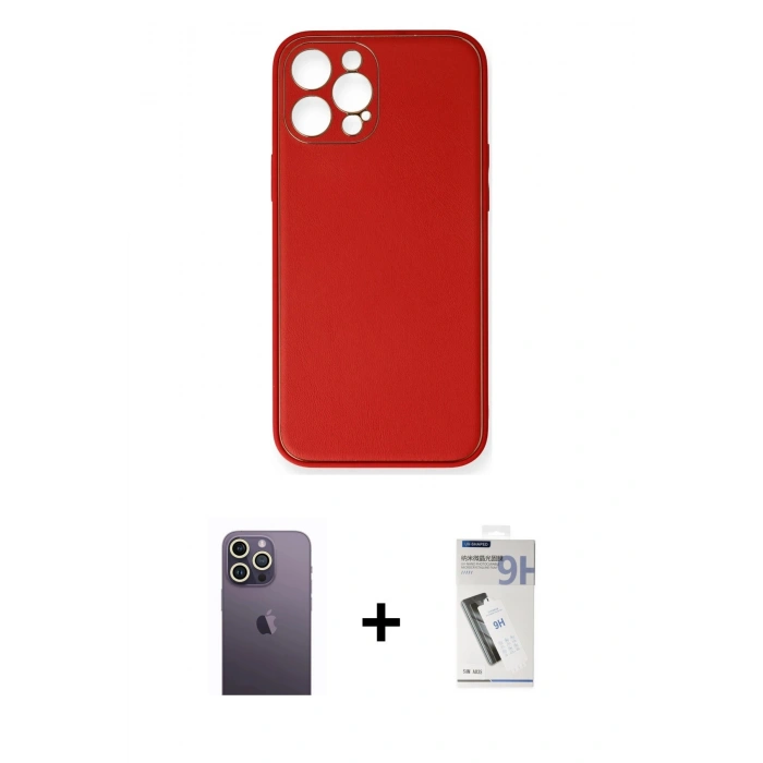 MARSİLYAN™- iPhone 12 Pro Kılıf Yadigar Klasik - Şeffaf Uv Polymer Nano Ekran Koruyucu + Neon Fosforlu Kamera Lens - BZ