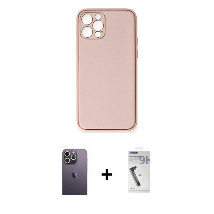 MARSİLYAN™- iPhone 12 Pro Kılıf Yadigar Klasik - Şeffaf Uv Polymer Nano Ekran Koruyucu + Neon Fosforlu Kamera Lens - BZ