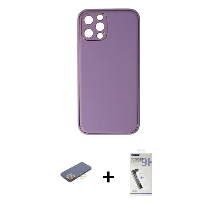 MARSİLYAN™- iPhone 12 Pro Kılıf Yadigar Klasik - Şeffaf Uv Polymer Nano Ekran Koruyucu + Renkli Kamera Lens Koruma Cam - SI