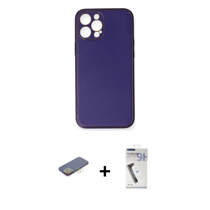 MARSİLYAN™- iPhone 12 Pro Kılıf Yadigar Klasik - Şeffaf Uv Polymer Nano Ekran Koruyucu + Renkli Kamera Lens Koruma Cam - SI