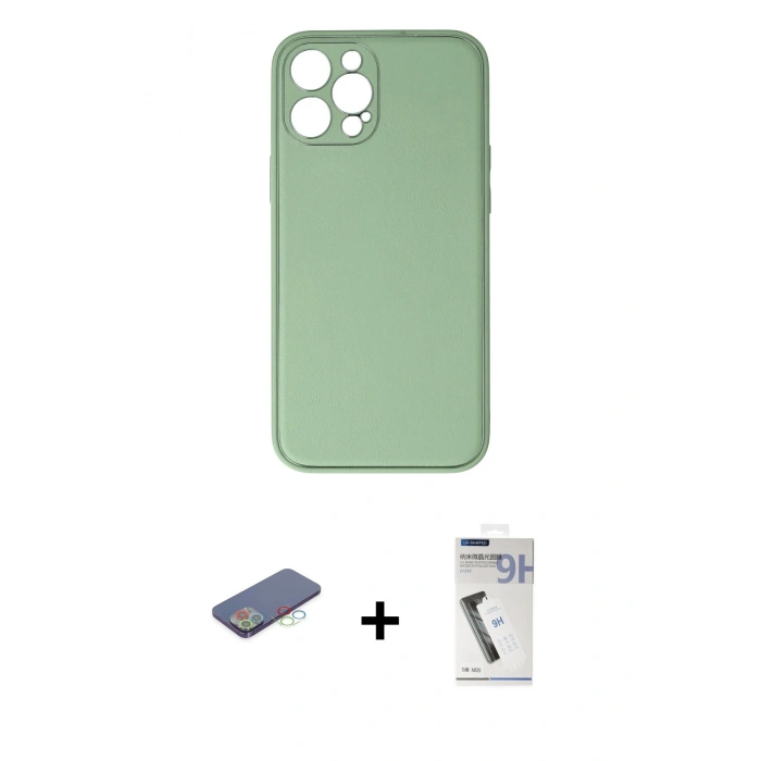 MARSİLYAN™- iPhone 12 Pro Kılıf Yadigar Klasik - Şeffaf Uv Polymer Nano Ekran Koruyucu + Renkli Kamera Lens Koruma Cam - MI
