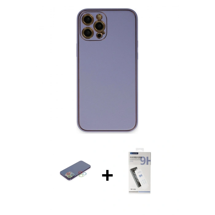 MARSİLYAN™- iPhone 12 Pro Kılıf Yadigar Klasik - Şeffaf Uv Polymer Nano Ekran Koruyucu + Renkli Kamera Lens Koruma Cam - MI