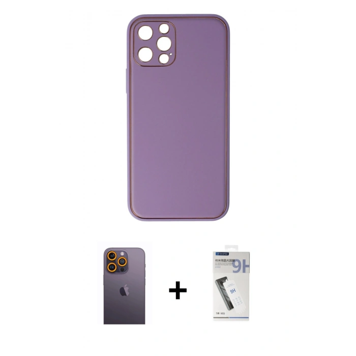 MARSİLYAN™- iPhone 12 Pro Kılıf Yadigar Klasik - Şeffaf Uv Polymer Nano Ekran Koruyucu + Neon Fosforlu Kamera Lens - SI