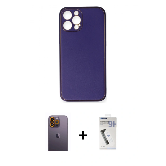 MARSİLYAN™- iPhone 12 Pro Kılıf Yadigar Klasik - Şeffaf Uv Polymer Nano Ekran Koruyucu + Neon Fosforlu Kamera Lens - SI