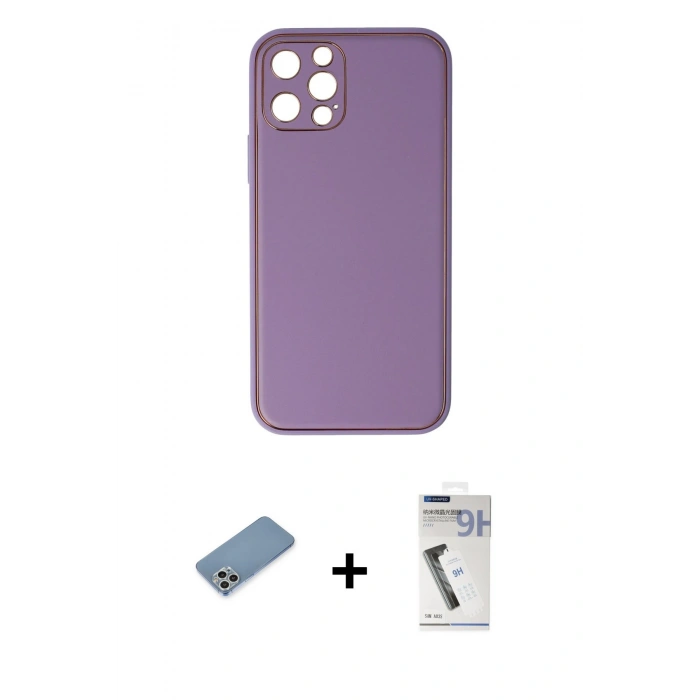 MARSİLYAN™- iPhone 12 Pro Kılıf Yadigar Klasik - Şeffaf Uv Polymer Nano Ekran Koruyucu + Shine Kamera Lens Koruma Cam - GS