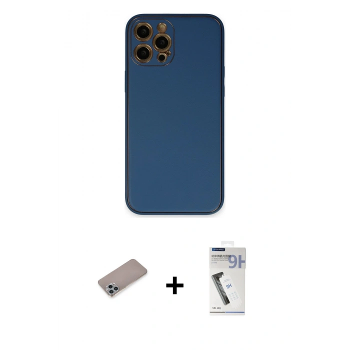 MARSİLYAN™- iPhone 12 Pro Kılıf Yadigar Klasik - Şeffaf Uv Polymer Nano Ekran Koruyucu + Shine Kamera Lens Koruma Cam - SABE