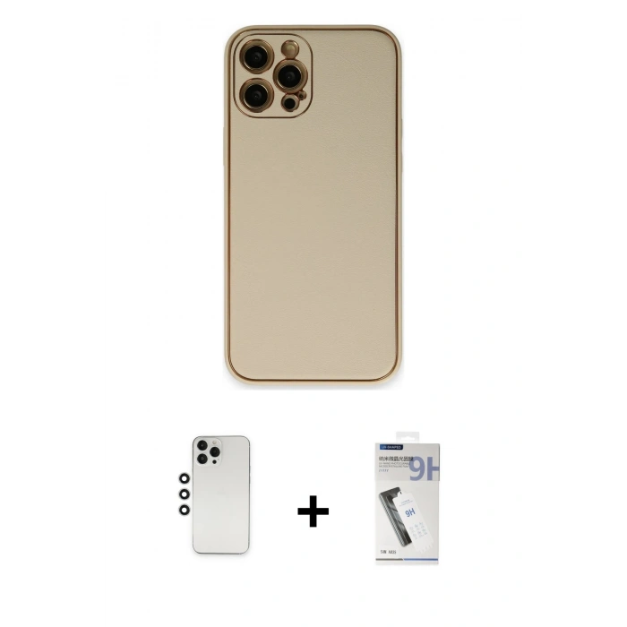 MARSİLYAN™- iPhone 12 Pro Kılıf Yadigar Klasik - Şeffaf Uv Polymer Nano Ekran Koruyucu + Shine Kamera Lens - GS