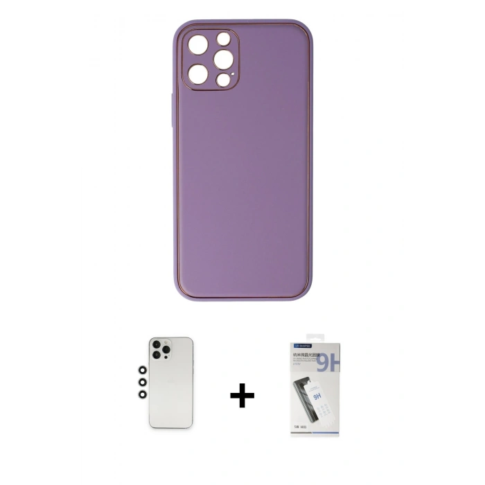 MARSİLYAN™- iPhone 12 Pro Kılıf Yadigar Klasik - Şeffaf Uv Polymer Nano Ekran Koruyucu + Shine Kamera Lens - GS