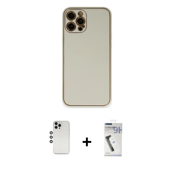 MARSİLYAN™- iPhone 12 Pro Kılıf Yadigar Klasik - Şeffaf Uv Polymer Nano Ekran Koruyucu + Shine Kamera Lens - GS