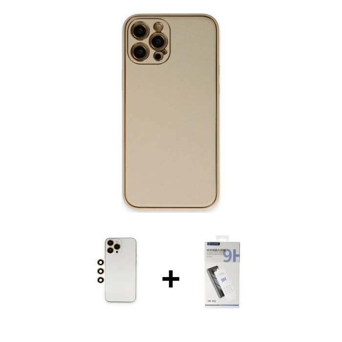MARSİLYAN™- iPhone 12 Pro Kılıf Yadigar Klasik - Şeffaf Uv Polymer Nano Ekran Koruyucu + Shine Kamera Lens - GD