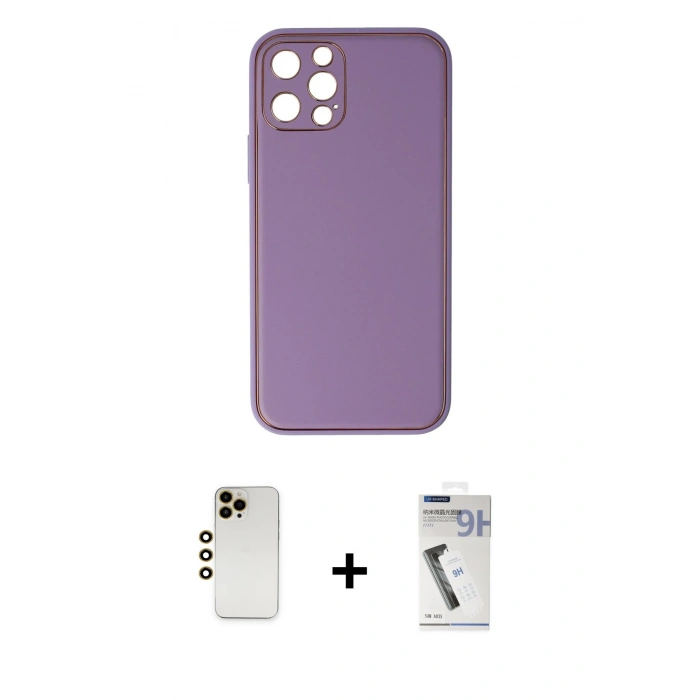 MARSİLYAN™- iPhone 12 Pro Kılıf Yadigar Klasik - Şeffaf Uv Polymer Nano Ekran Koruyucu + Shine Kamera Lens - GD