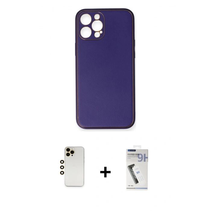 MARSİLYAN™- iPhone 12 Pro Kılıf Yadigar Klasik - Şeffaf Uv Polymer Nano Ekran Koruyucu + Shine Kamera Lens - GD