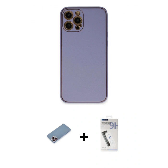 MARSİLYAN™- iPhone 12 Pro Kılıf Yadigar Klasik - Şeffaf Uv Polymer Nano Ekran Koruyucu + Shine Kamera Lens Koruma Cam - PE