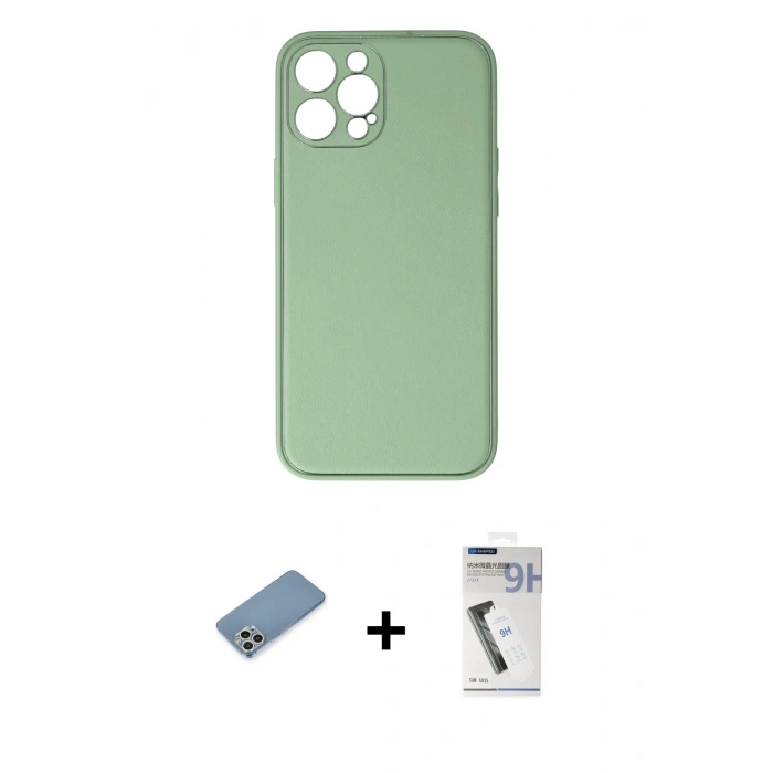 MARSİLYAN™- iPhone 12 Pro Kılıf Yadigar Klasik - Şeffaf Uv Polymer Nano Ekran Koruyucu + Shine Kamera Lens Koruma Cam - GS
