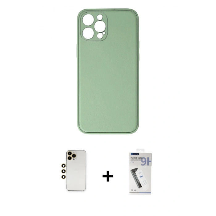 MARSİLYAN™- iPhone 12 Pro Kılıf Yadigar Klasik - Şeffaf Uv Polymer Nano Ekran Koruyucu + Shine Kamera Lens - GD