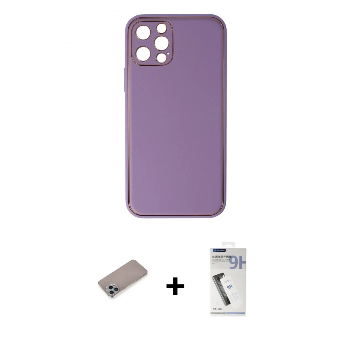 MARSİLYAN™- iPhone 12 Pro Kılıf Yadigar Klasik - Şeffaf Uv Polymer Nano Ekran Koruyucu + Shine Kamera Lens Koruma Cam - SABE