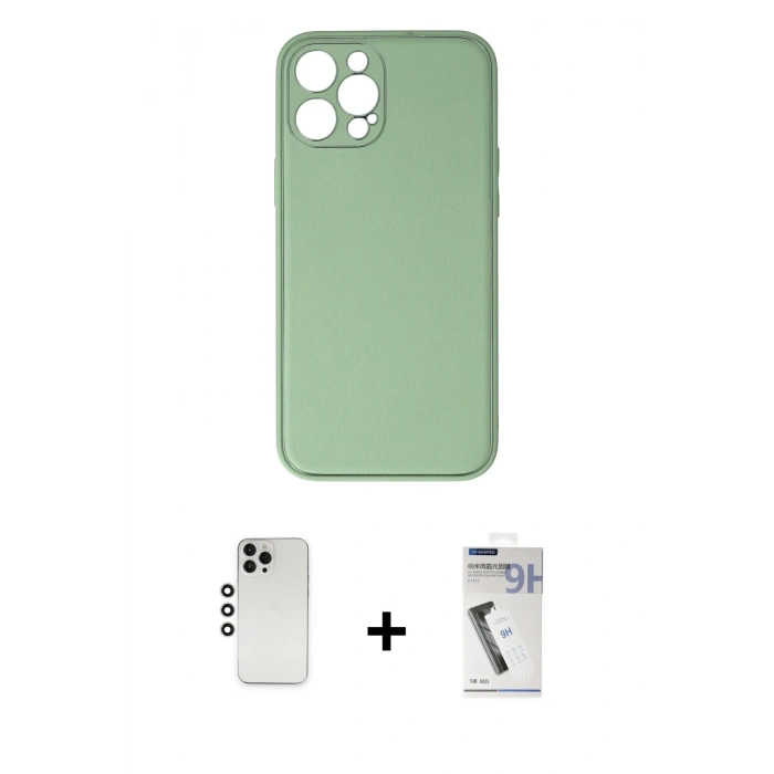 MARSİLYAN™- iPhone 12 Pro Kılıf Yadigar Klasik - Şeffaf Uv Polymer Nano Ekran Koruyucu + Shine Kamera Lens - GS