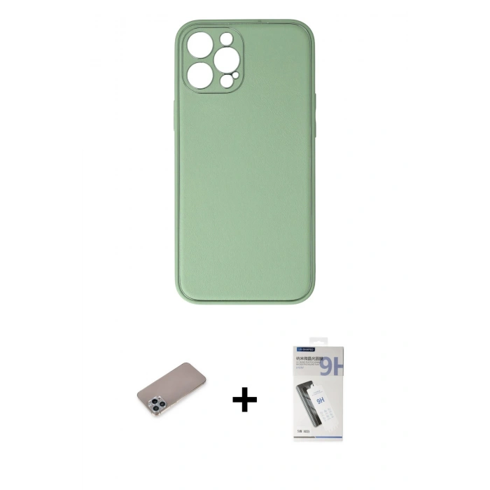 MARSİLYAN™- iPhone 12 Pro Kılıf Yadigar Klasik - Şeffaf Uv Polymer Nano Ekran Koruyucu + Shine Kamera Lens Koruma Cam - SABE