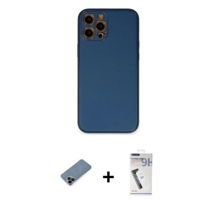 MARSİLYAN™- iPhone 12 Pro Kılıf Yadigar Klasik - Şeffaf Uv Polymer Nano Ekran Koruyucu + Shine Kamera Lens Koruma Cam - SH