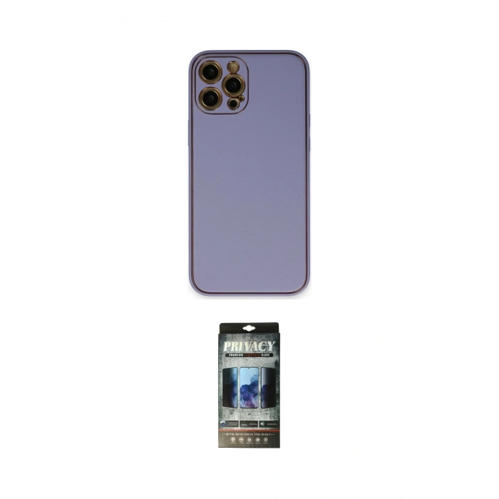MARSİLYAN™- iPhone 12 Pro Kılıf Yadigar Klasik - Siyah 34D Hayalet Izgaralı Cam