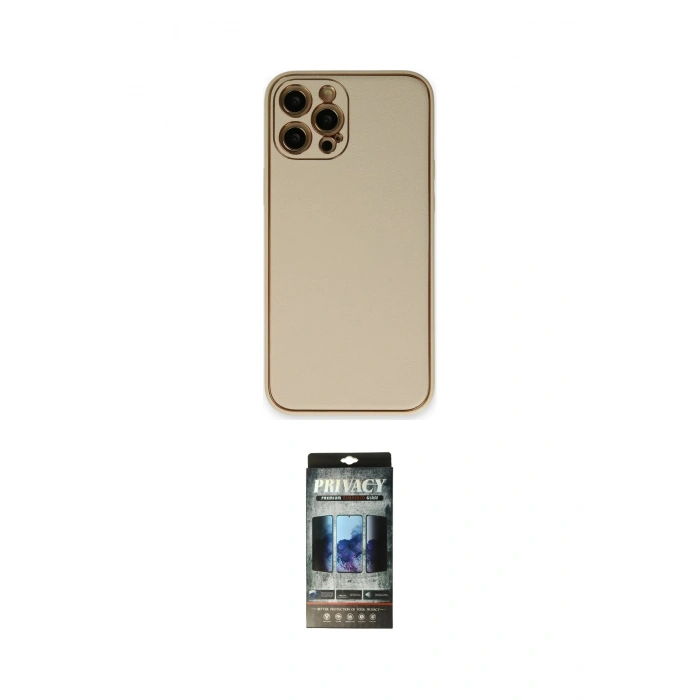 MARSİLYAN™- iPhone 12 Pro Kılıf Yadigar Klasik - Siyah 34D Hayalet Izgaralı Cam