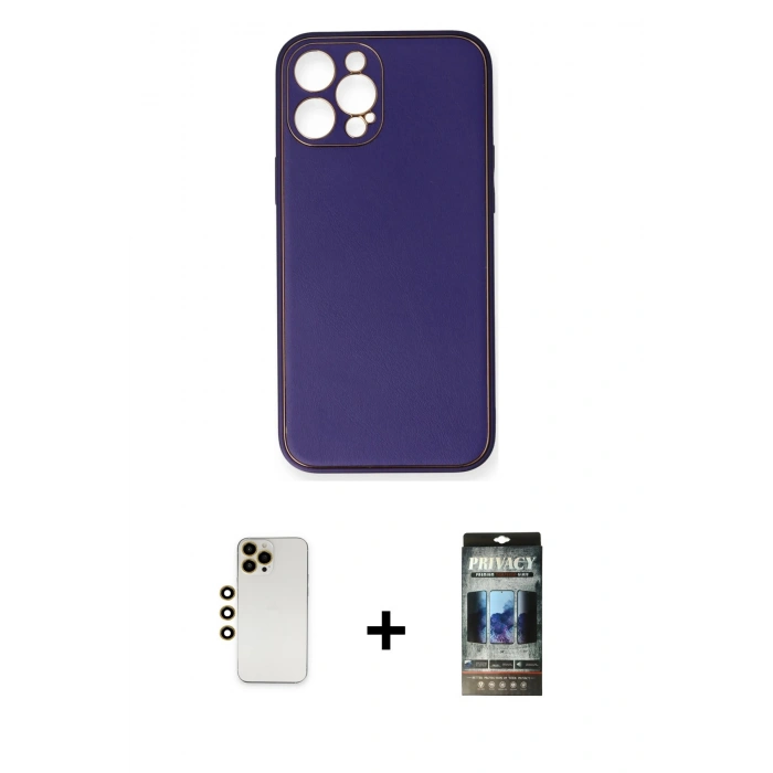 MARSİLYAN™- iPhone 12 Pro Kılıf Yadigar Klasik - Siyah 34D Hayalet Izgaralı Cam + Shine Kamera Lens - GD