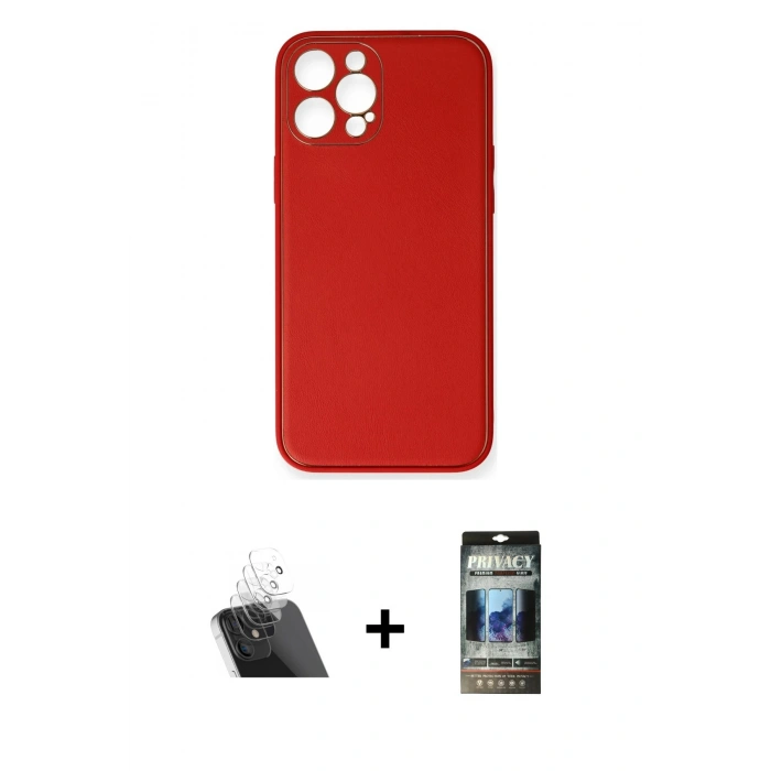 MARSİLYAN™- iPhone 12 Pro Kılıf Yadigar Klasik - Siyah 34D Hayalet Izgaralı Cam + Kamera Lens Koruma Cam - SF