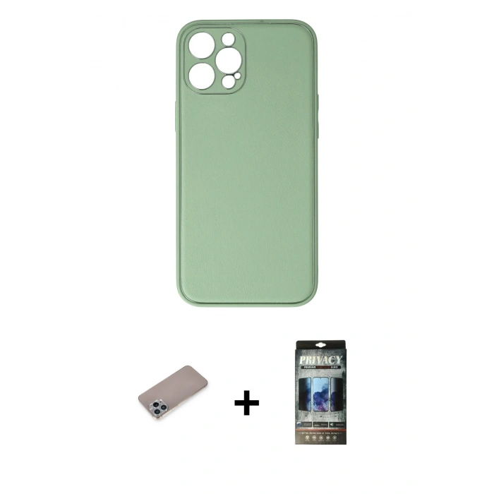 MARSİLYAN™- iPhone 12 Pro Kılıf Yadigar Klasik - Siyah 34D Hayalet Izgaralı Cam + Shine Kamera Lens Koruma Cam - SABE