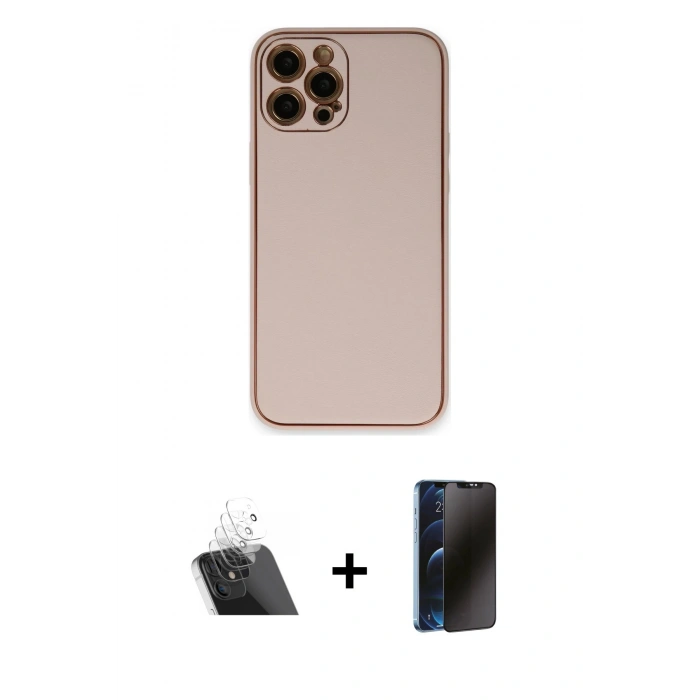 MARSİLYAN™- iPhone 12 Pro Kılıf Yadigar Klasik - Siyah 3D Antistatik Hayalet Cam Ekran Koruyucu + Kamera Lens Koruma Cam - SF