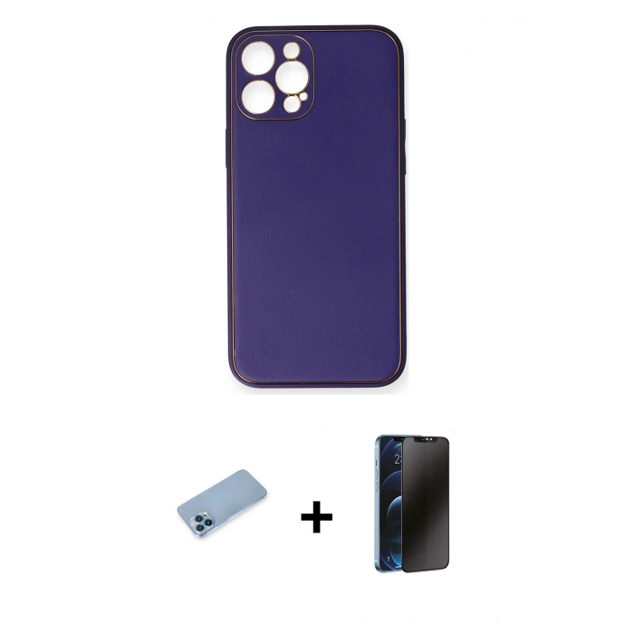 MARSİLYAN™- iPhone 12 Pro Kılıf Yadigar Klasik - Siyah 3D Antistatik Hayalet Cam Ekran Koruyucu + Shine Kamera Lens Koruma Cam - MI