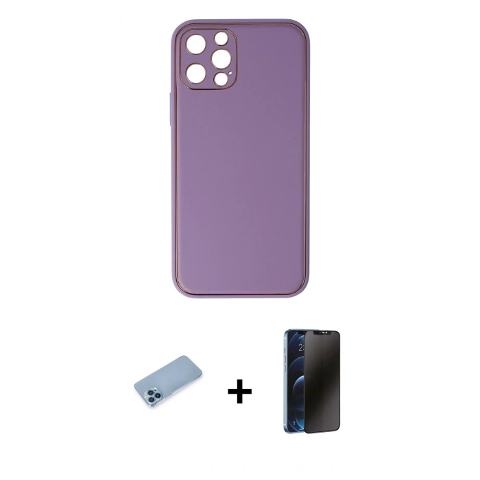 MARSİLYAN™- iPhone 12 Pro Kılıf Yadigar Klasik - Siyah 3D Antistatik Hayalet Cam Ekran Koruyucu + Shine Kamera Lens Koruma Cam - MI