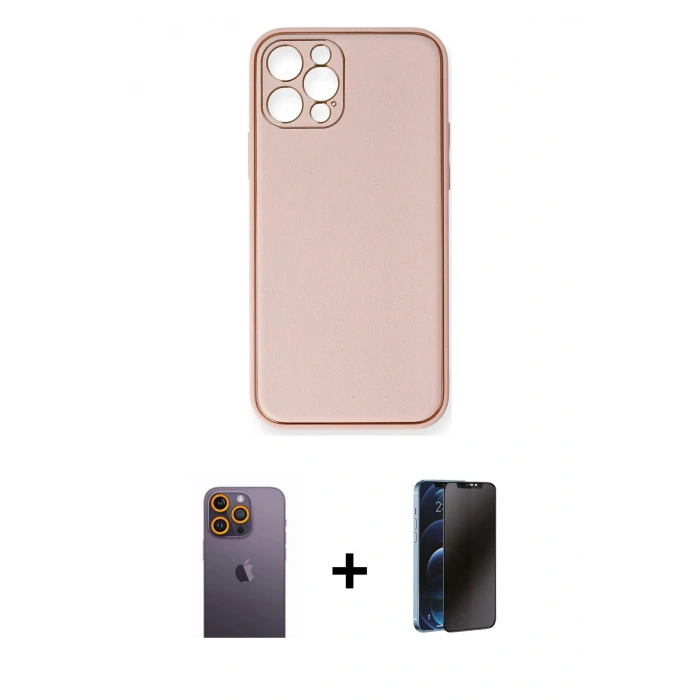 MARSİLYAN™- iPhone 12 Pro Kılıf Yadigar Klasik - Siyah 3D Antistatik Hayalet Cam Ekran Koruyucu + Neon Fosforlu Kamera Lens - SI