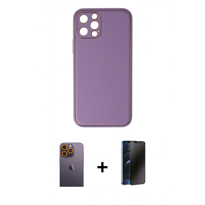 MARSİLYAN™- iPhone 12 Pro Kılıf Yadigar Klasik - Siyah 3D Antistatik Hayalet Cam Ekran Koruyucu + Neon Fosforlu Kamera Lens - SI