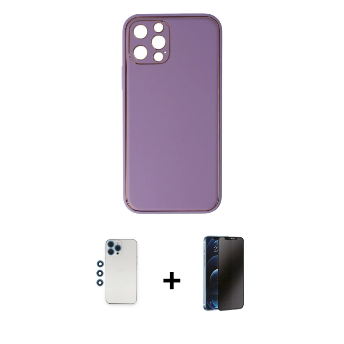MARSİLYAN™- iPhone 12 Pro Kılıf Yadigar Klasik - Siyah 3D Antistatik Hayalet Cam Ekran Koruyucu + Shine Kamera Lens - MI