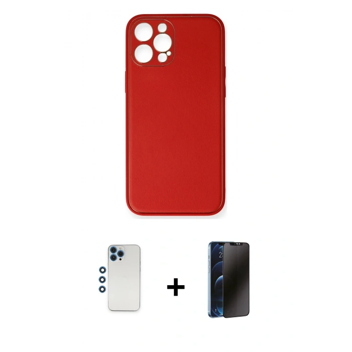 MARSİLYAN™- iPhone 12 Pro Kılıf Yadigar Klasik - Siyah 3D Antistatik Hayalet Cam Ekran Koruyucu + Shine Kamera Lens - MI