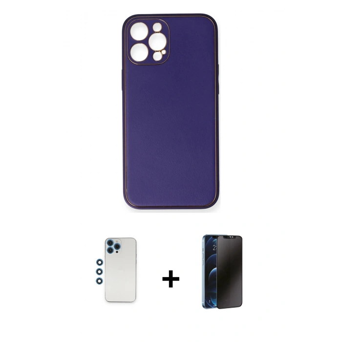 MARSİLYAN™- iPhone 12 Pro Kılıf Yadigar Klasik - Siyah 3D Antistatik Hayalet Cam Ekran Koruyucu + Shine Kamera Lens - MI