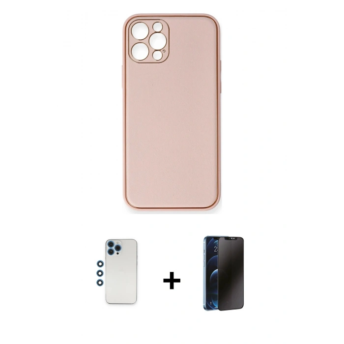 MARSİLYAN™- iPhone 12 Pro Kılıf Yadigar Klasik - Siyah 3D Antistatik Hayalet Cam Ekran Koruyucu + Shine Kamera Lens - MI