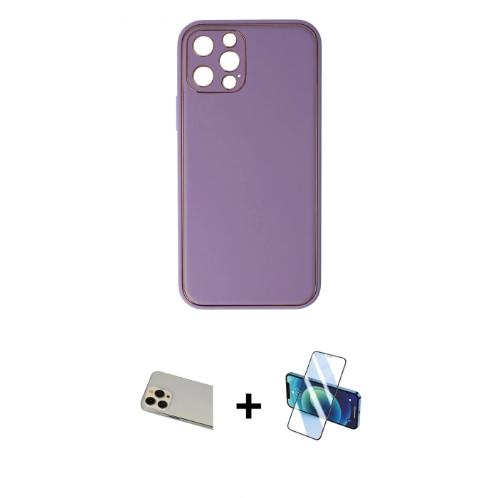 MARSİLYAN™- iPhone 12 Pro Kılıf Yadigar Klasik - Siyah 3D Antistatik Seramik Nano Ekran Koruyucu + Rainbow Kamera Lens Koruma Cam - GD