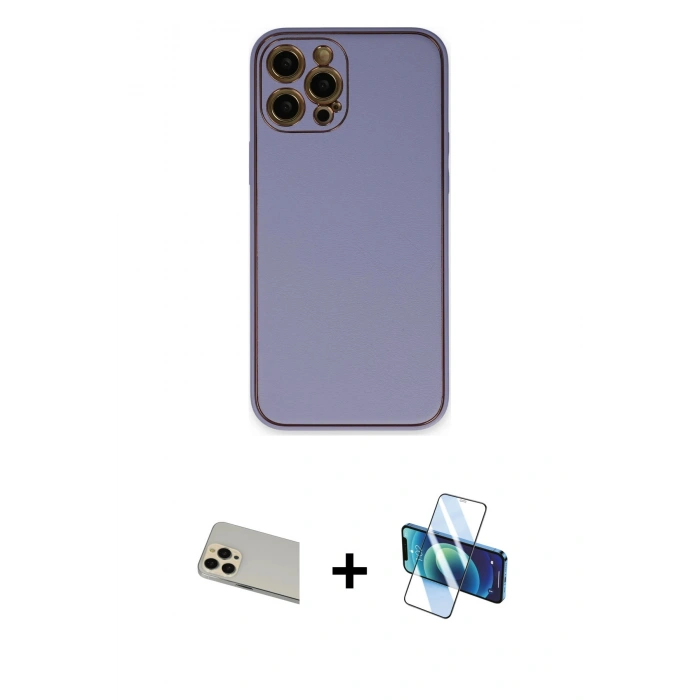 MARSİLYAN™- iPhone 12 Pro Kılıf Yadigar Klasik - Siyah 3D Antistatik Seramik Nano Ekran Koruyucu + Rainbow Kamera Lens Koruma Cam - GD