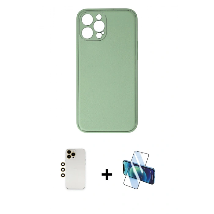 MARSİLYAN™- iPhone 12 Pro Kılıf Yadigar Klasik - Siyah 3D Antistatik Seramik Nano Ekran Koruyucu + Shine Kamera Lens - GD