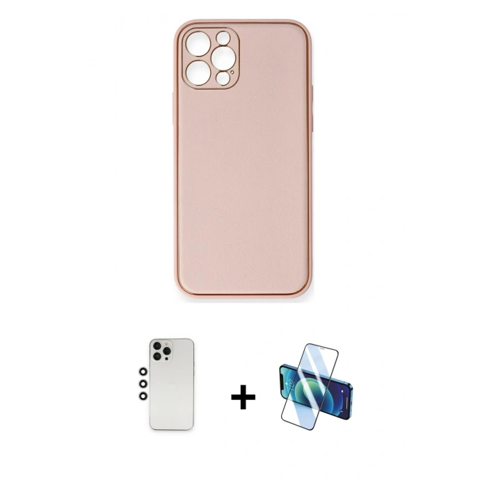 MARSİLYAN™- iPhone 12 Pro Kılıf Yadigar Klasik - Siyah 3D Antistatik Seramik Nano Ekran Koruyucu + Shine Kamera Lens - GS