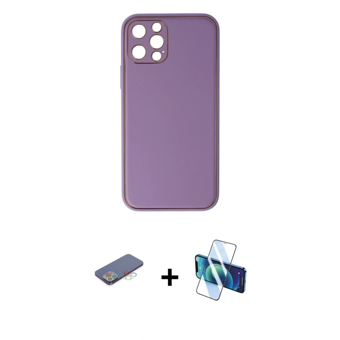 MARSİLYAN™- iPhone 12 Pro Kılıf Yadigar Klasik - Siyah 3D Antistatik Seramik Nano Ekran Koruyucu + Renkli Kamera Lens Koruma Cam - MI
