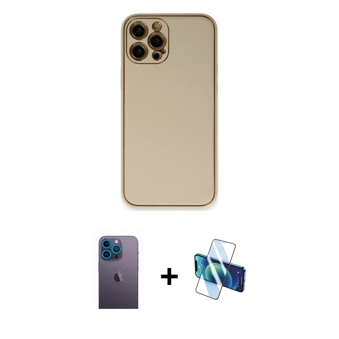 MARSİLYAN™- iPhone 12 Pro Kılıf Yadigar Klasik - Siyah 3D Antistatik Seramik Nano Ekran Koruyucu + Neon Fosforlu Kamera Lens - MI