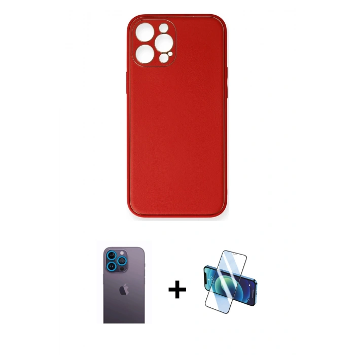 MARSİLYAN™- iPhone 12 Pro Kılıf Yadigar Klasik - Siyah 3D Antistatik Seramik Nano Ekran Koruyucu + Neon Fosforlu Kamera Lens - MI