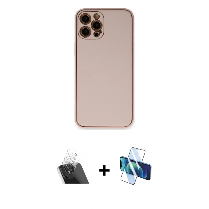 MARSİLYAN™- iPhone 12 Pro Kılıf Yadigar Klasik - Siyah 3D Antistatik Seramik Nano Ekran Koruyucu + Kamera Lens Koruma Cam - SF