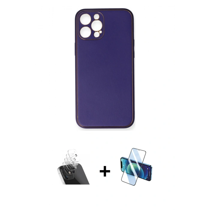 MARSİLYAN™- iPhone 12 Pro Kılıf Yadigar Klasik - Siyah 3D Antistatik Seramik Nano Ekran Koruyucu + Kamera Lens Koruma Cam - SF